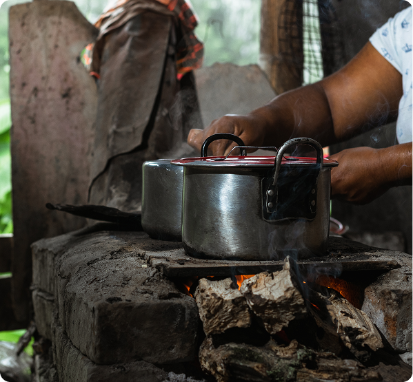 Cooking in a local village home