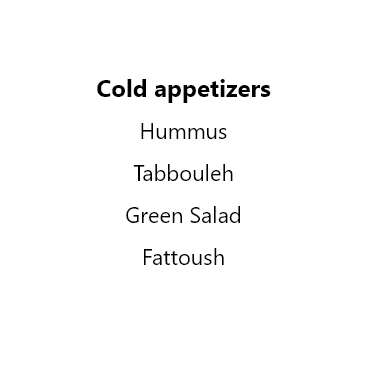 Cold appetizers